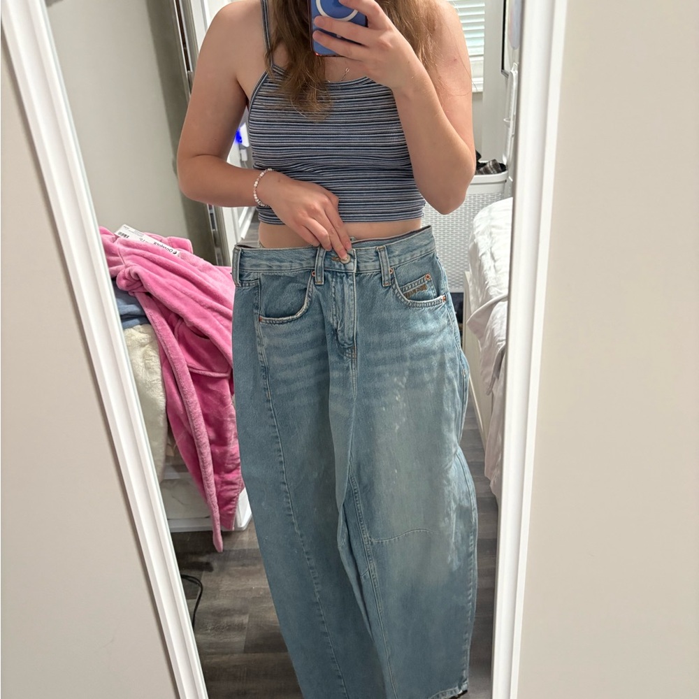 BDG Light Blue Boyfriend Wide Leg Jeans